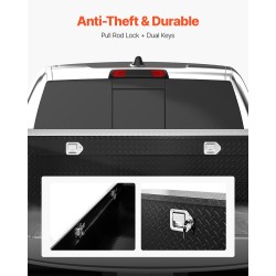 Poikittainen alumiininen työkalulaatikko lava-autoihin 1851×502×380 mm lukittava musta sivukahvoilla säänkestävä