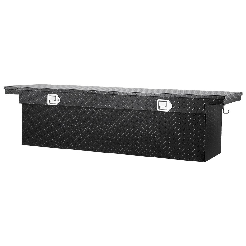 Poikittainen alumiininen työkalulaatikko lava-autoihin 1851×502×380 mm lukittava musta sivukahvoilla säänkestävä