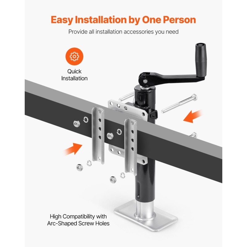 Pultattava kääntyvä perävaunun tunkki hiiliteräksinen 907 kg nostokorkeus 265–515 mm