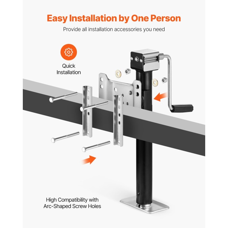Perävaunun tukitunkki hiiliteräs 2267 kg dynaaminen kantavuus 365 mm iskunpituus kääntyvä pulttikiinnitys