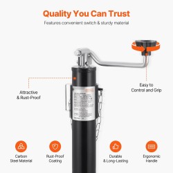 Perävaunun nokkatunkki hiiliteräs ruosteenestopinnoite 907 kg nostokorkeus 283–533 mm kampikahva