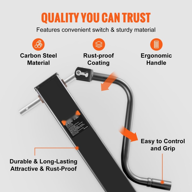 Peräkärryn tunkki hiiliteräksinen hitsattava 5443 kg kantavuus korkeussäädettävä kampikahvalla