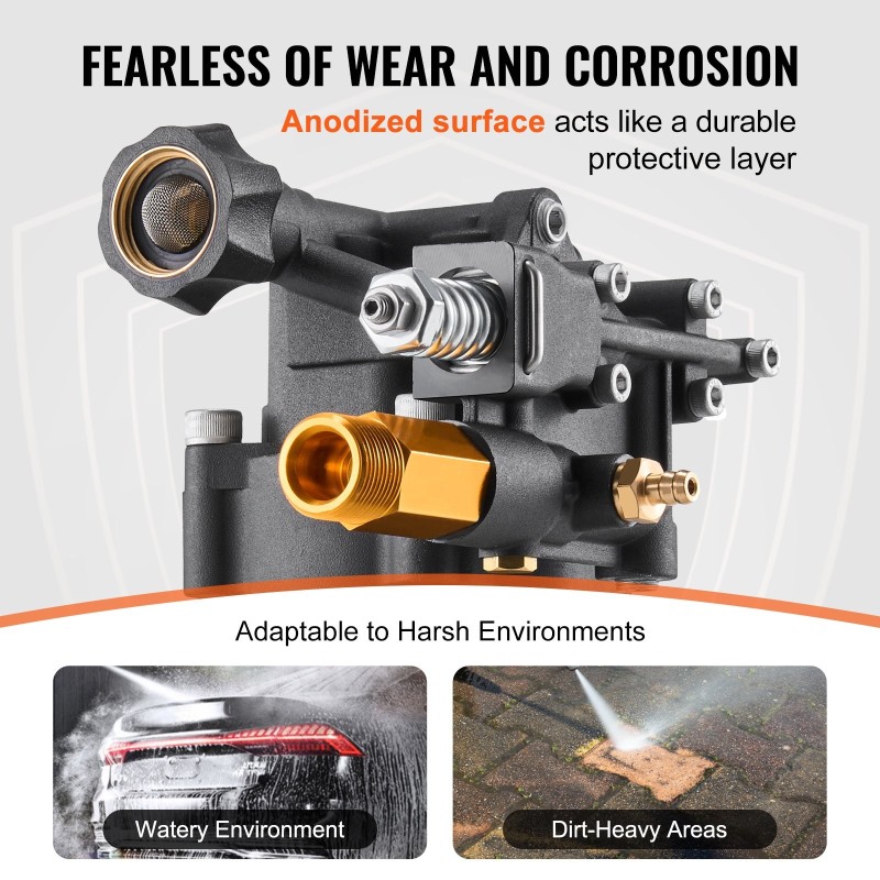 Painepesurin alumiinipumppu vaakasuuntainen 19 mm akseli 241 bar 9,5 l/min