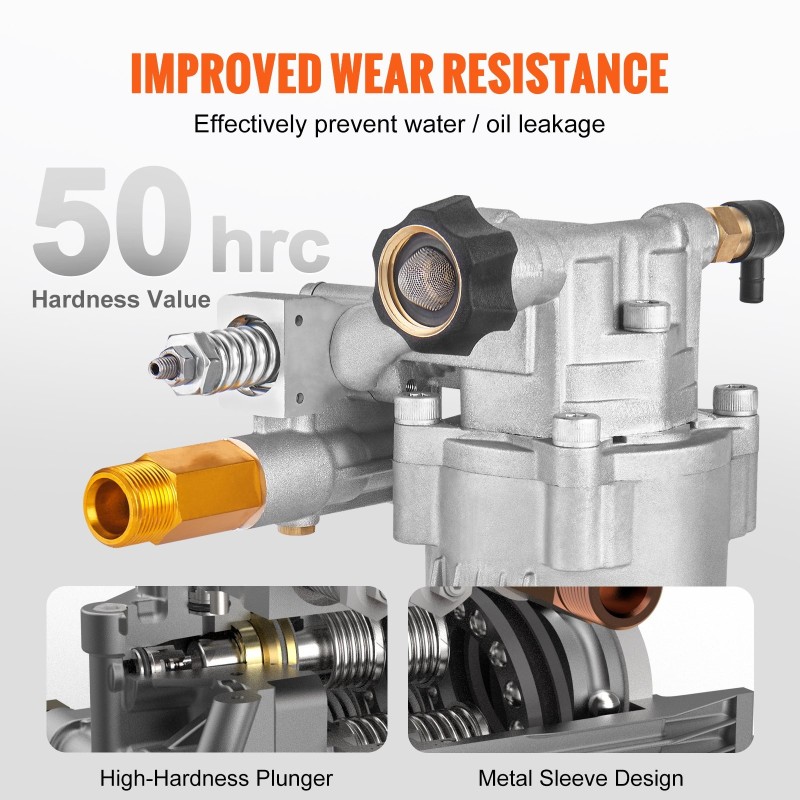 Vaakasuora painepesuripumppu 3/4-tuumaisella akselilla maksimipaine 3400 PSI 2,5 GPM bensiinikäyttöön