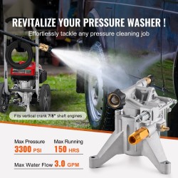 Painepesurin pumppu alumiini 22 mm pystyakseli 227 bar 11 L/min 196–230 cc