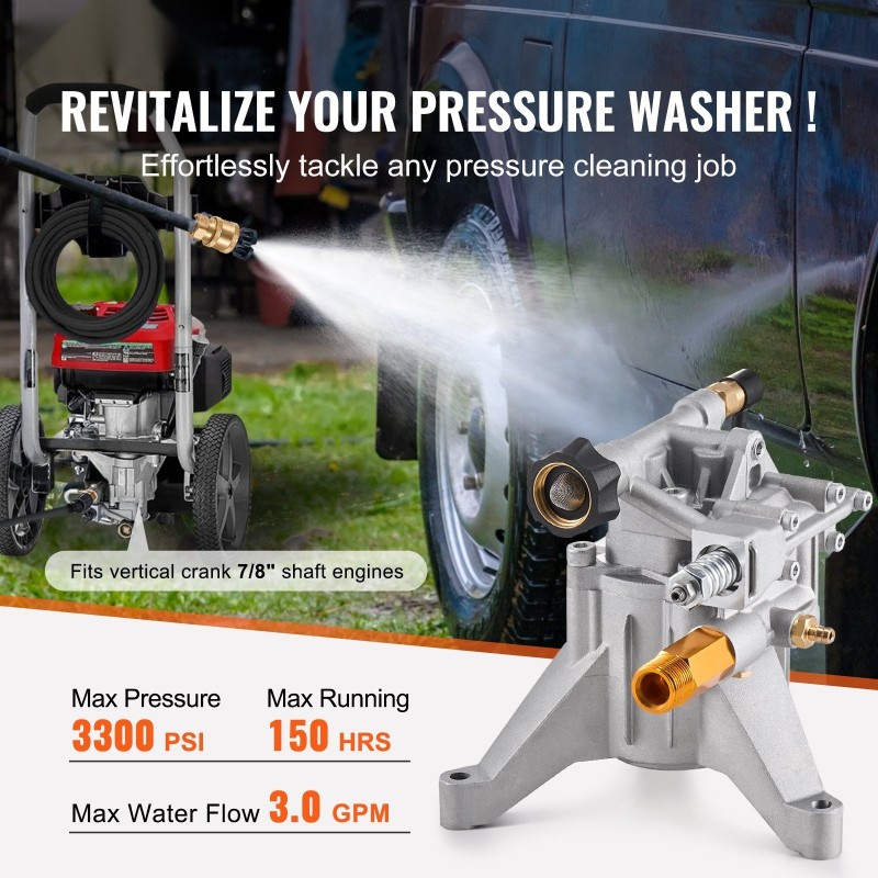 Painepesurin pumppu alumiini 22 mm pystyakseli 227 bar 11 L/min 196–230 cc