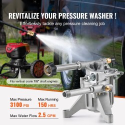 Painepesurin vaihtopumppu alumiini 214 bar 9,5 l/min pystyakseli 22,2 mm