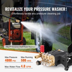 Korkeapainepesurin pumppu kupari alumiini 25,4 mm vaaka-akseli triplex-mäntä 276 bar 15 l/min