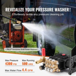 Painepesuripumppu kolmikertamäntäinen vaakasuuntainen 25,4 mm akseli 296 bar 16,6 l/min