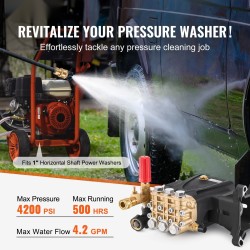 Korkeapainepesurin pumppu vaakasuuntainen kolmimäntäinen 25,4 mm akselilla 289 bar 16 L/min