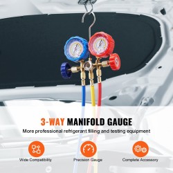 Kolmitie manometrisarja messinkirakenteinen 152 cm letkut auton ilmastointiin R134A R22 R12 R502