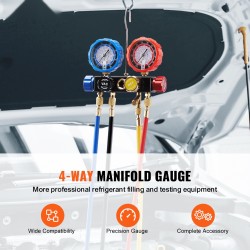 4-tie ilmastointimanometrisarja messinki alumiini 152.4 cm letkuilla sopii R134A R22 R12 R410A