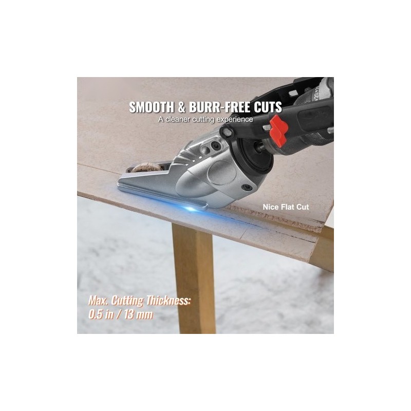 Porakiinnitteinen levyleikkuri kääntyvällä leikkuupäällä kuitusementille ja kipsilevylle