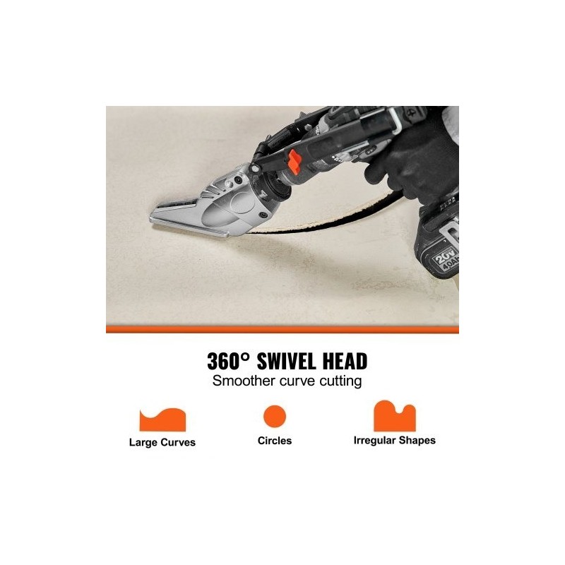 Porakiinnitteinen levyleikkuri kääntyvällä leikkuupäällä kuitusementille ja kipsilevylle