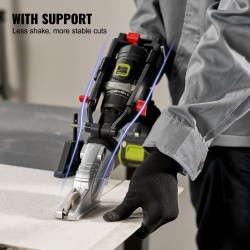 Porakiinnitteinen levyleikkuri kääntyvällä leikkuupäällä kuitusementille ja kipsilevylle