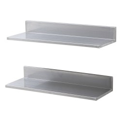 Seinään kiinnitettävä ruostumaton teräshylly takareunalla L muotoinen 610x218x85mm 20kg