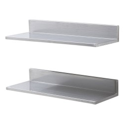 Seinään kiinnitettävä ruostumaton teräshylly takareunalla L-muotoinen 610x218x85mm 20kg
