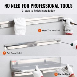 Seinähylly 430-ruostumatonta terästä 21,8 cm 76,2 cm 20 kg kantavuus taustalevy