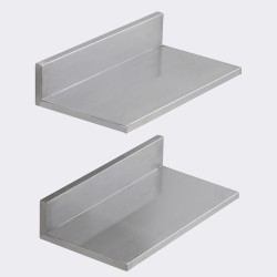 Seinähylly 430-ruostumatonta terästä 406×218×85 mm 20 kg kantava L-mallinen taustalevyllä