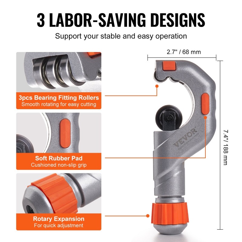 Putkileikkaussarja 3 osaa alumiiniseos SKD-kovaterällä 3/16–2 ja 1/8–7/8 tuumaa jäysteenpoistotyökalulla