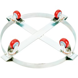 Tynnyrivaunu sinkitty hiiliteräs 250 l 454 kg maksimikuorma neljä kääntyvää pyörää jarruilla