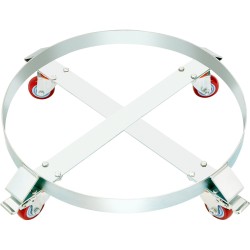 Tynnyrivaunu sinkitty hiiliteräs 250 l 454 kg maksimikuorma neljä kääntyvää pyörää jarruilla