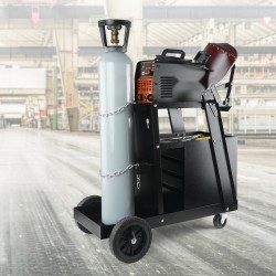 Hitsauskärry 2-tasoinen 4 laatikkoa 0,9 mm teräsrakenne kahdelle kaasupullolle