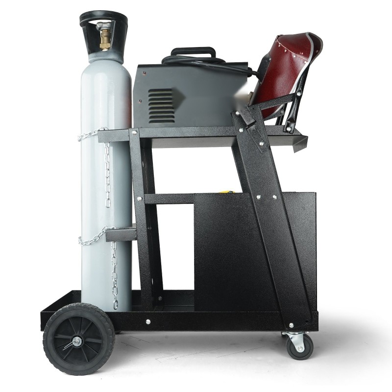 Hitsauskärry 2-tasoinen 4 laatikkoa 0,9 mm teräsrakenne kahdelle kaasupullolle