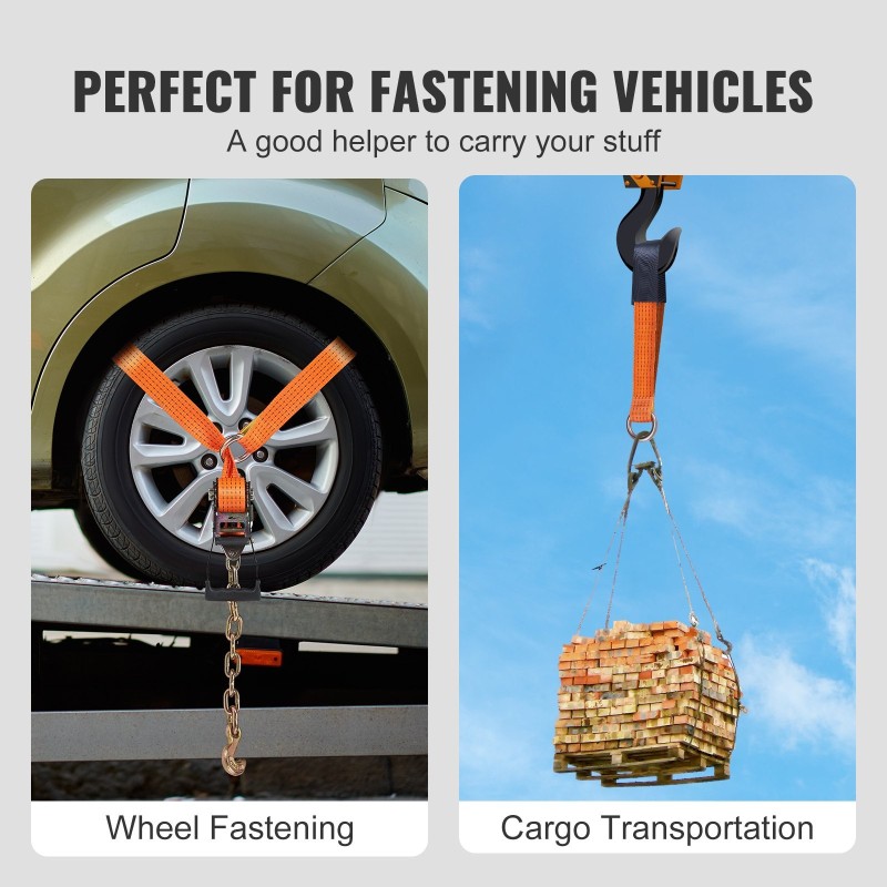 Rengaskiinnitysliinat polyesteriset 2×120 tuuman 4 kpl räikkäkiristimillä ketjuankkureilla