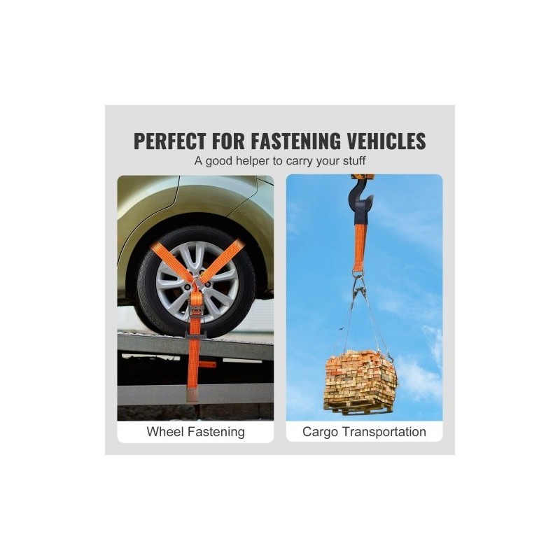 Lassotyyppiset sidontaliinat polyesteri 5,1×304,8 cm 2500 kg 4 kpl tasakoukuilla