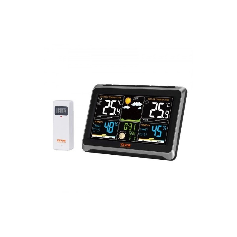 Sääasema 7,5 tuuman värinäytöllä langaton sisäanturi ja ulkoanturi atomikello kolmiportainen taustavalo