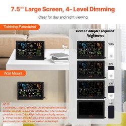 Langaton sääasema seitsemän toiminnon anturi 19 senttimetrin värinäyttö aurinkokäyttöinen ulkoanturi alumiinitanko