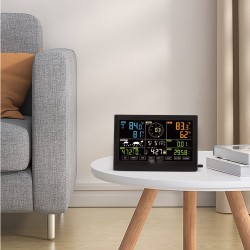 Langaton sääasema seitsemän toiminnon anturi 19 senttimetrin värinäyttö aurinkokäyttöinen ulkoanturi alumiinitanko