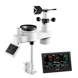 Langaton 7-toiminen sääasema sisäyksikkö 190,5 mm VA näyttö aurinkokennolla ja IPX6 ulkoanturi