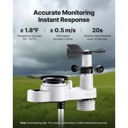 Langaton sääasema 5-toimisella ulkoanturilla 7,5 tuuman VA-näytöllä aurinkokennolla