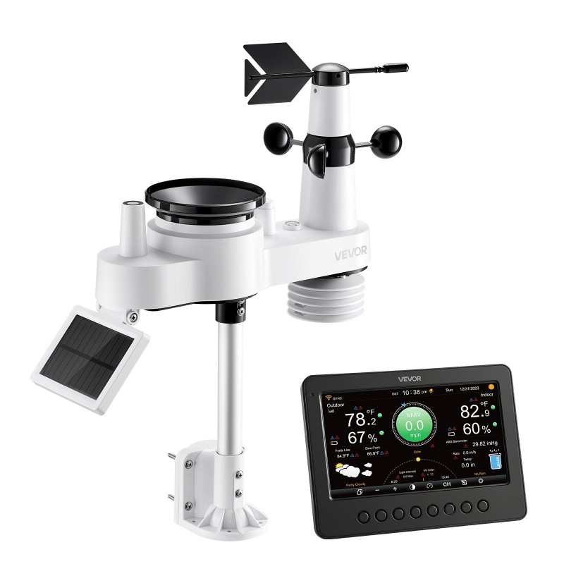 Sääasema 7-toiminen 7-tuumainen värinäyttö langaton ulkoanturi aurinkokennolla säänkestävä