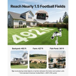 Sääasema 7-toiminen langaton 190,5 mm VA-näyttö aurinkokennolla toimiva ulkoanturi sisä- ja ulkokäyttöön