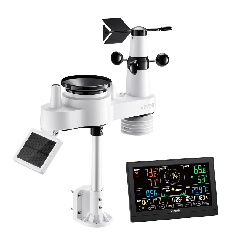 Sääasema 7-toiminen langaton 190,5 mm VA-näyttö aurinkokennolla toimiva ulkoanturi sisä- ja ulkokäyttöön