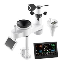 Sääasema 7-toimintoinen ulkoanturi aurinkokennolla Wi-Fi-sovellustuki 190,5 mm näyttö allaslämpömittari