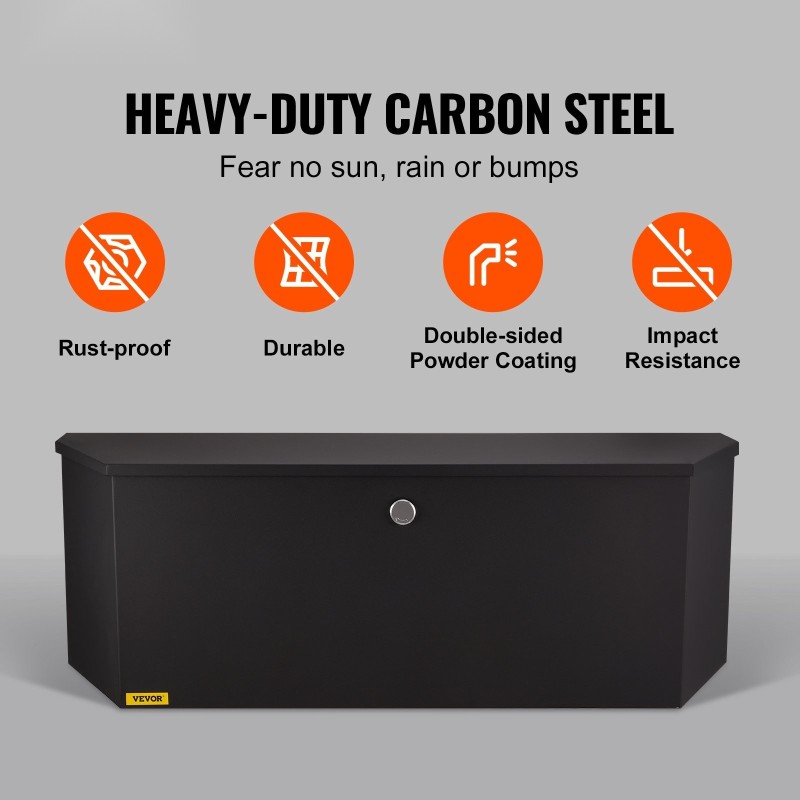 Perävaunun vetokidan työkalulaatikko hiiliterästä 914×305×305 mm lukolla ja kahdella avaimella