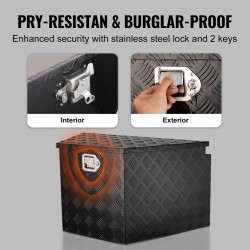 Perävaunun aisan työkaluarkku alumiiniseos timanttikuvioitu 838x483x457 mm lukittava