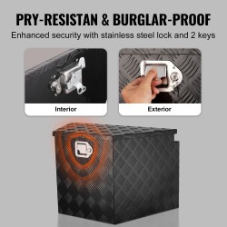 Perävaunun aisan työkalulaatikko alumiiniseoksesta säänkestävä lukittava kaksi avainta