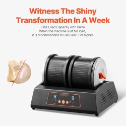 Kivikiillotuskone suoravetomoottorilla 8 paunan kapasiteetilla kaksoisrummuinen 9 nopeutta 9 päivän ajastin