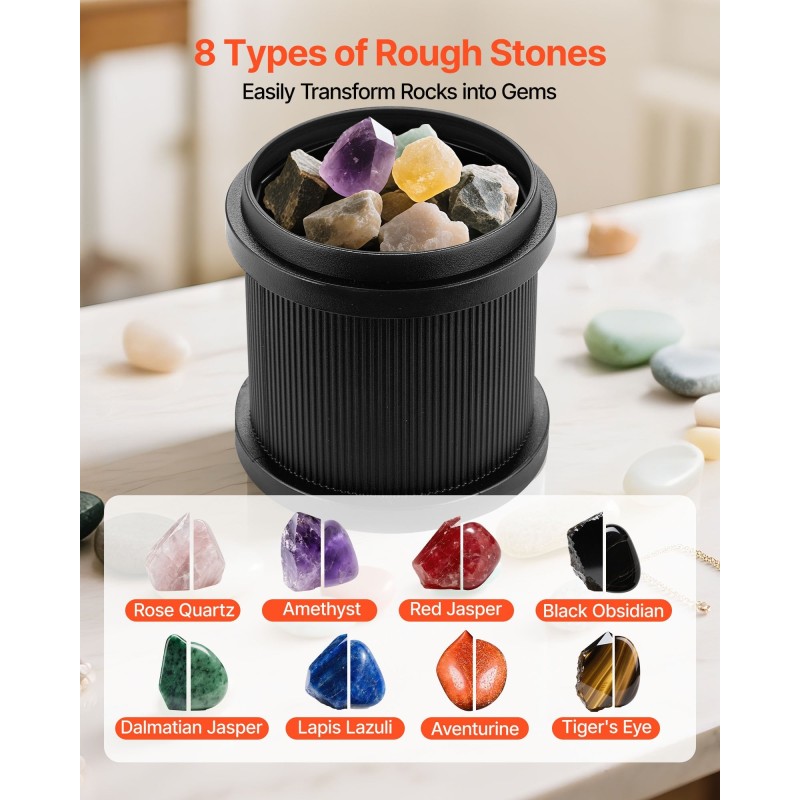 Kivirummutussarja kiven kiillotukseen 4 nopeusasetusta hiljainen 35 dB ohjauspaneelilla