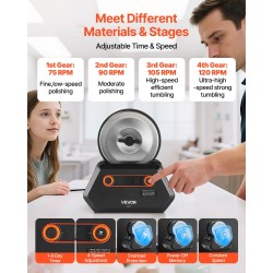 Kivirumpusarja 4 nopeusasetusta hiljainen suurikapasiteettinen rumpu monivaiheinen kiillotus