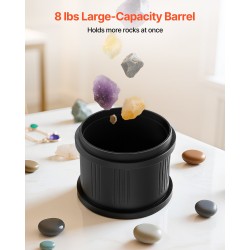 Kivihiojasetti 8 paunan kapasiteetilla tuplarummuilla 1–4 nopeusasetuksella 35 desibelin melutaso