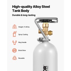 CO2-säiliö seosteräksinen 2 kg harmaa suihkupinnoite DIN477-venttiili TUV-hyväksytty