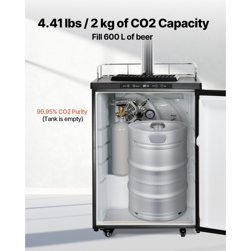 CO2-säiliö seosteräksinen 2 kg harmaa suihkupinnoite DIN477-venttiili TUV-hyväksytty