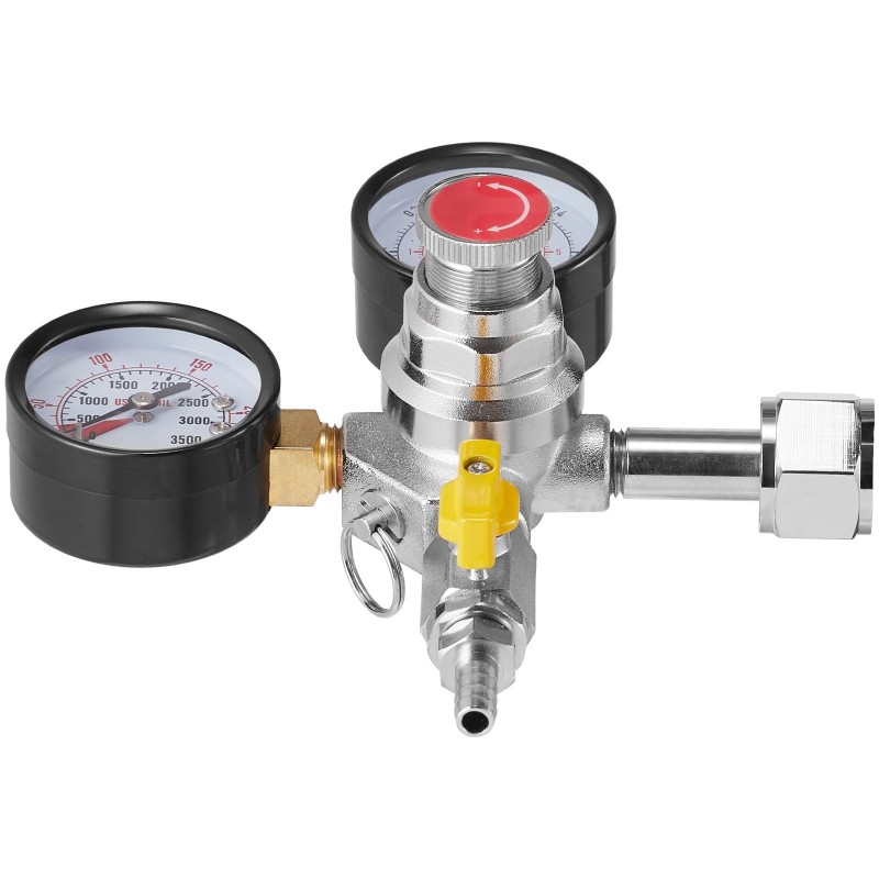 CO2-paineensäädin kaksoismittareilla 0–60 PSI takaiskuventtiilillä CGA320 8 mm kotipanimo