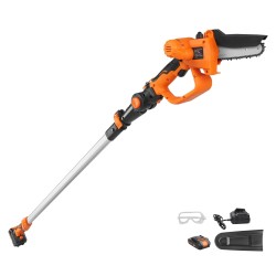 Akkukäyttöinen teleskooppivarsi oksasaha ja miniketjusaha 20V 2Ah 12,7 cm 243,8 cm ulottuvuus
